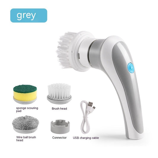 4‑in‑1 Cordless Electric Spinning Scrubber – USB Rechargeable Multi-Head Cleaning Brush