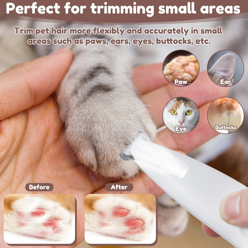 Waterproof Dog Paw Trimmer – LED Light & Rechargeable Grooming Tool