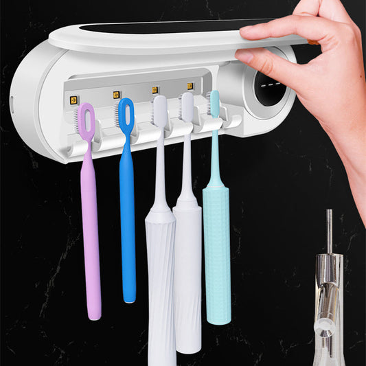 Smart UV Toothbrush Sterilizer & Paste Dispenser – Kill 99% of Germs in 5 Min!