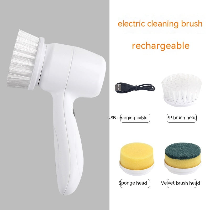 4‑in‑1 Cordless Electric Spinning Scrubber – USB Rechargeable Multi-Head Cleaning Brush