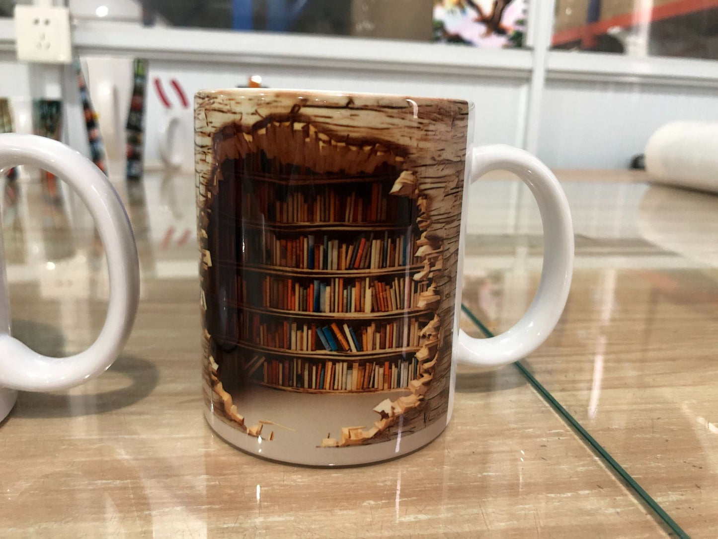 3D Bookshelf Ceramic Coffee Mug 📚