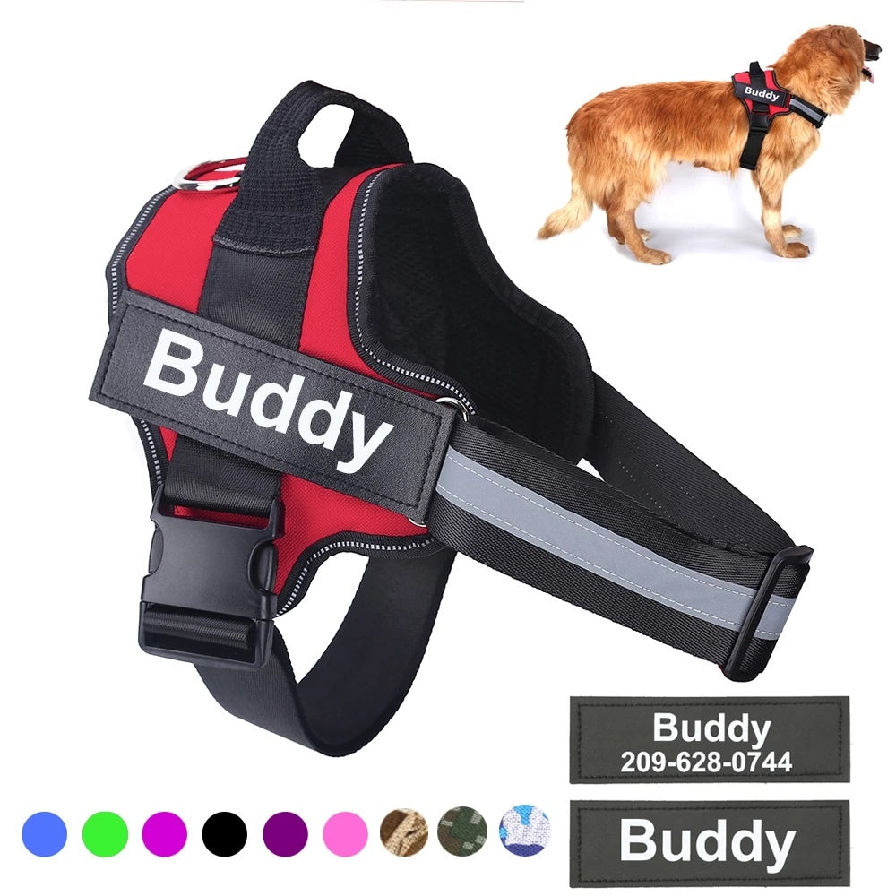 Personalized No‑Pull Reflective Dog Harness with Adjustable Fit & Custom Name Patch