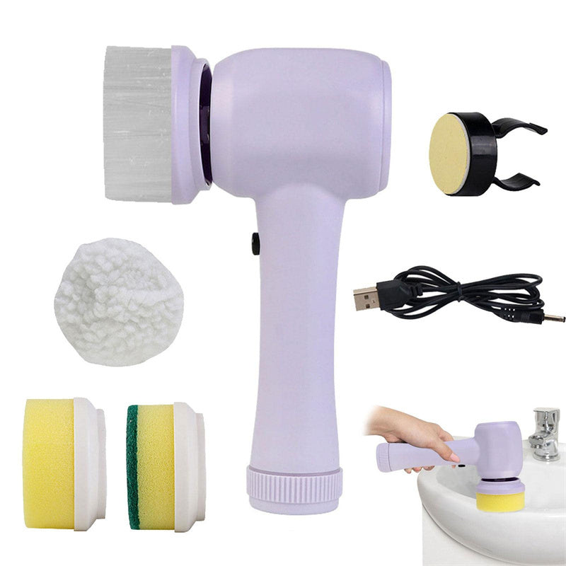 4‑in‑1 Cordless Electric Spinning Scrubber – USB Rechargeable Multi-Head Cleaning Brush