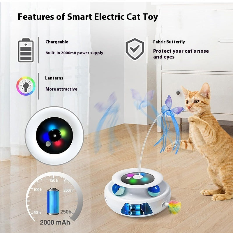 Electric Spinning Turntable Cat Toy – USB Rechargeable Interactive Game for Indoor Cats