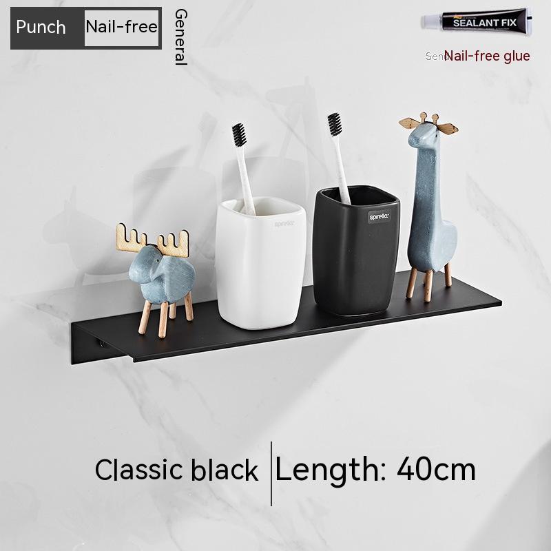 Nordic Non‑Perforated Wall‑Mounted Shower & Mirror Storage Rack – Space‑Saving Organizer