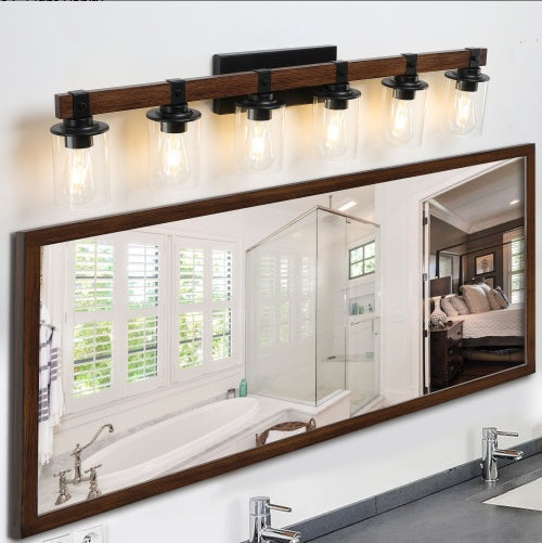 42″ Rustic 6-Light Vanity Light – Farmhouse Industrial Wall Sconce