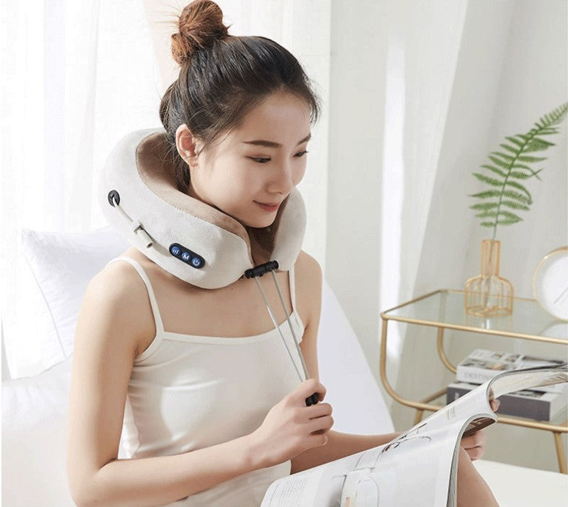 U-Shaped Electric Neck Massager Pillow – Heated Shiatsu Relief