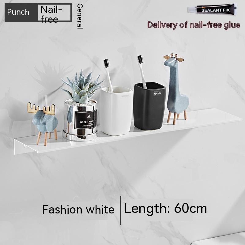 Nordic Non‑Perforated Wall‑Mounted Shower & Mirror Storage Rack – Space‑Saving Organizer