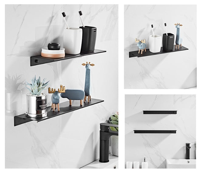 Nordic Non‑Perforated Wall‑Mounted Shower & Mirror Storage Rack – Space‑Saving Organizer