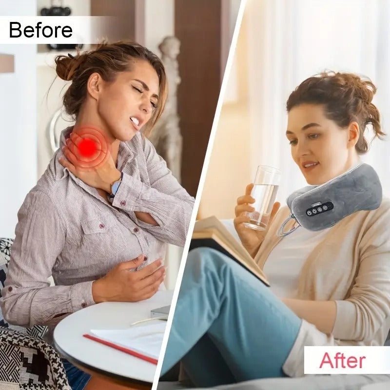 U-Shaped Electric Neck Massager Pillow – Heated Shiatsu Relief
