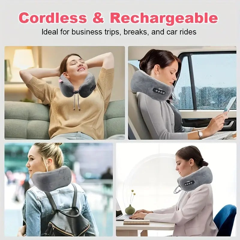 U-Shaped Electric Neck Massager Pillow – Heated Shiatsu Relief