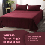 Maroon Velvet-Luxury Bed Sheet Set