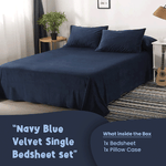 Navy Blue Velvet-Luxury Bed Sheet Set